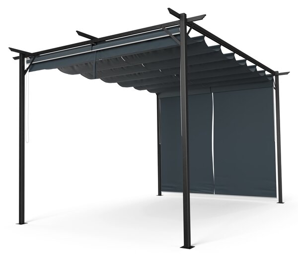 Blumfeldt Pantheon Robust Pergola, 3x4 m, prašno barvano jeklo, odporno na vremenske vplive, s stranskimi roloji