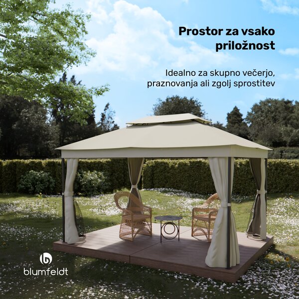 Blumfeldt Paviljon Mondo Dual 3x4 z dvojno streho in mrežo proti mrčesu