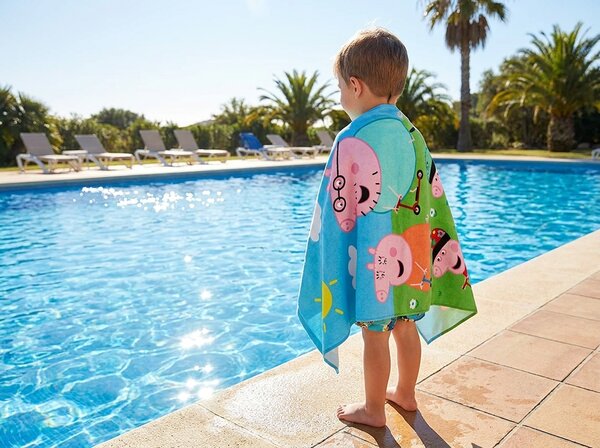Otroška plažna brisača PEPPA PIG 70x140 cm barvna, 100% bombažni velur