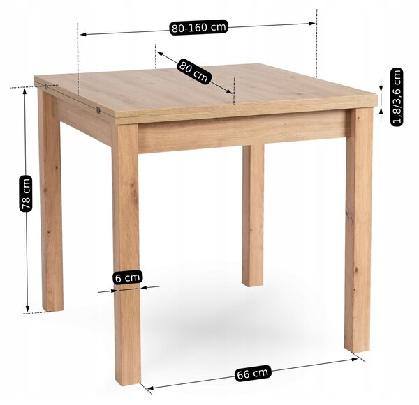 JAKS Zložljiva miza 80 - 160 cm Max hrast artisan 2/2