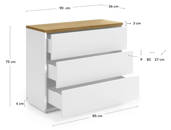 Bela nizka komoda 90x75 cm Abilen – Kave Home