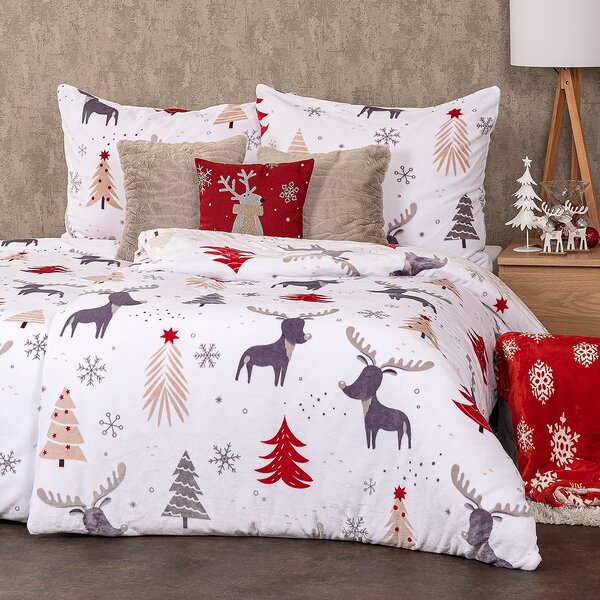 4Home Posteljnina iz mikroflanele Cute reindeer, 140 x 200 cm, 70 x 90 cm, 140 x 200 cm, 70 x 90 cm