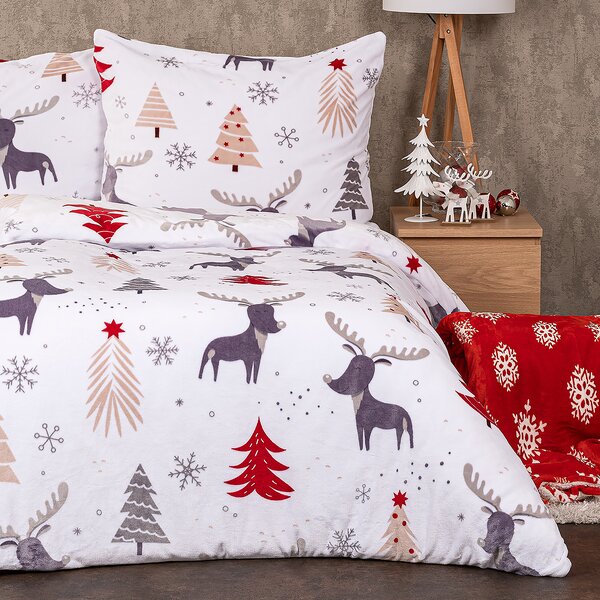 4Home Posteljnina iz mikroflanele Cute reindeer, 140 x 200 cm, 70 x 90 cm, 140 x 200 cm, 70 x 90 cm