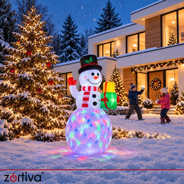 LED RGB napihljiv snežak 155cm projektor in kompresor - Zortiva