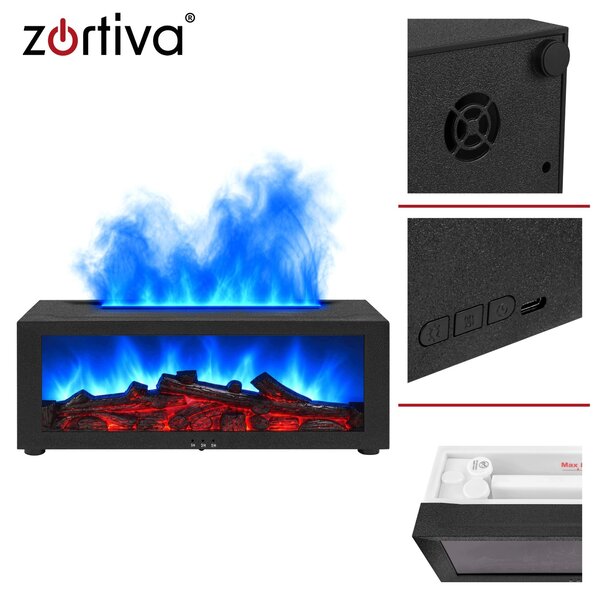Difuzor dekorativni RGB LED kamin 150ml vlažilec zraka USB daljinec - Zortiva