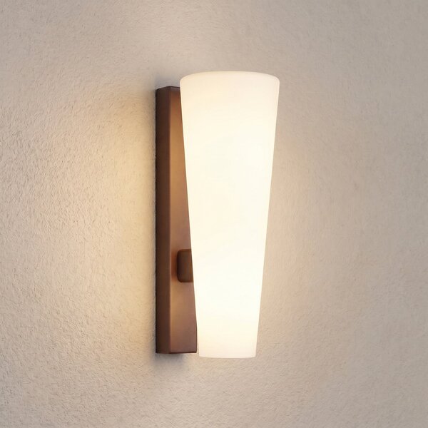 Lucande Zunanja LED-stenna svetilka Jovra, iz corten jekla, višina 32 cm, Rjava / rjasta, Steklo, Sodobni