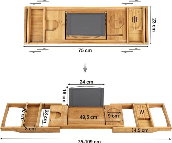 Bambusova kad 75-109 cm | SONGMICS