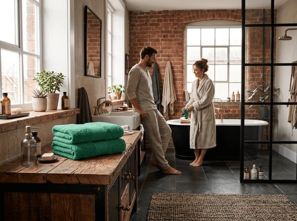 Kopalna brisača EMBORIA 70 x 140 cm zelena, 100% bombaž