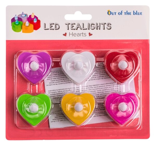 LED čajne svečke v obliki srca HEARTS, set 6 kos