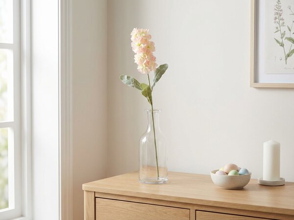Umetni cvet MATTHIOLA 56 cm, belo-roza