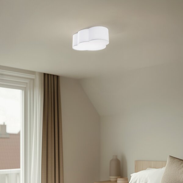 TK Lighting Stropna svetilka Cloud, tekstil, 41 x 31 cm, bela, zatemnjen, Bela, Dnevna soba / jedilnica, Tkanine / tekstil, Mladostno bivanje