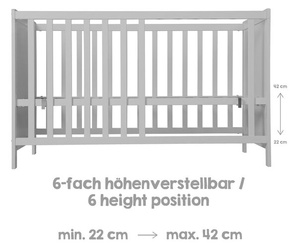 Siva/sivorjava otroška posteljica 60x120 cm Hamburg – Roba