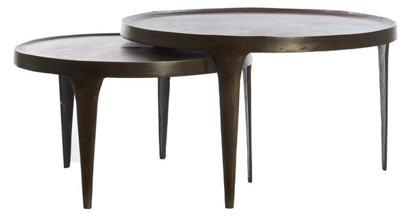 Rjave okrogle mizice v kompletu 2 ks ø 75 cm Tobias – Light & Living