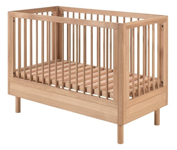 Otroška posteljica iz masivnega hrasta z nastavljivo višino 60x120 cm v naravni barvi Forrest – Vipack