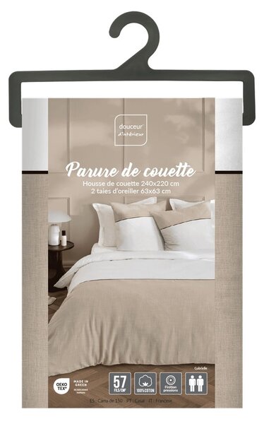 Belo-bež podaljšana bombažna posteljnina za zakonsko posteljo 240x220 cm Gabrielle – douceur d'intérieur