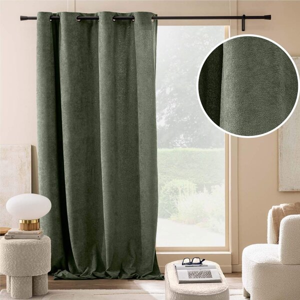 Zelena bouclé zavesa 140x260 cm Winona – douceur d'intérieur