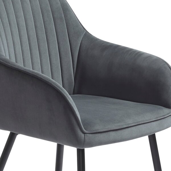 Sivi oblazinjeni jedilni stoli v kompletu z nasloni za roke 2 ks Nolan Stripe – Unique Furniture