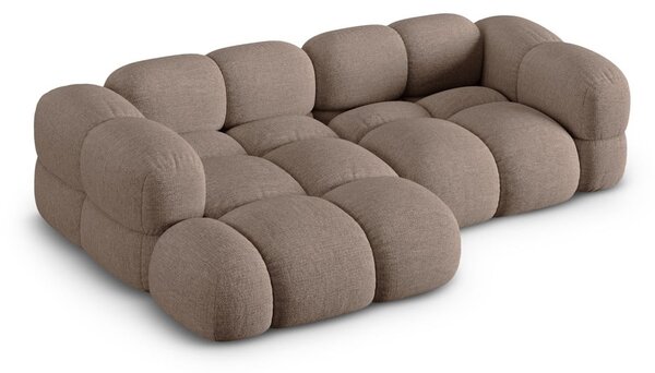 Rjava kotna sedežna garnitura (levi kot/z ležalnikom) Loretto – Cosmopolitan Design