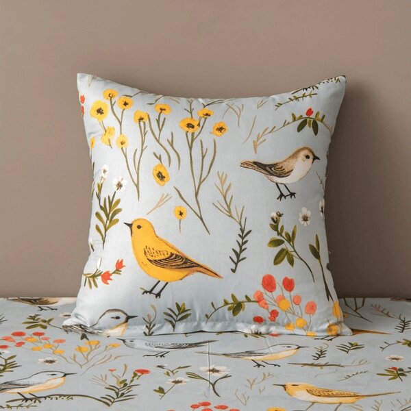 Prevleka za vzglavnik iz mikrovlaken SPRING BIRDS 45x45 cm, barvna