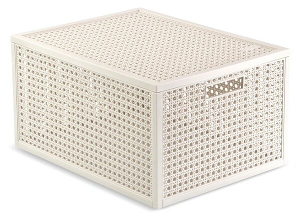 Kremno bela škatla za shranjevanje s pokrovom iz reciklirane plastike 30x38x21 cm Kaya – Curver