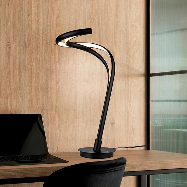 Schuller Valencia LED namizna svetilka Danza, mat črna, višina 50 cm, kovina, zatemnjen, Črna, Dnevna soba / jedilnica, Aluminij, Sodobni