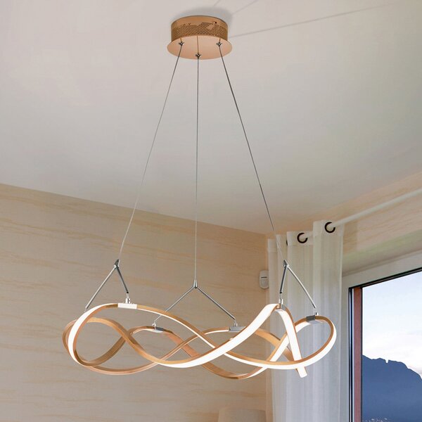 Schuller Valencia LED-visoka svetilka Molly, roza zlata, Ø 53 cm, vklop/izklop, Roza / rosé, Kuhinja, Aluminij, Sodobni