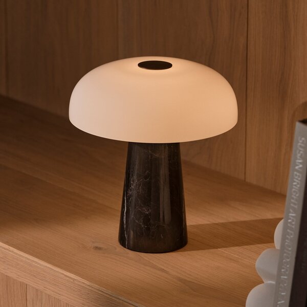 DFTP by Nordlux LED namizna svetilka na baterije Glossy mini, črni marmor, z možnostjo, zatemnjen, Črna, Dnevna soba / jedilnica, Marmor, Sodobni