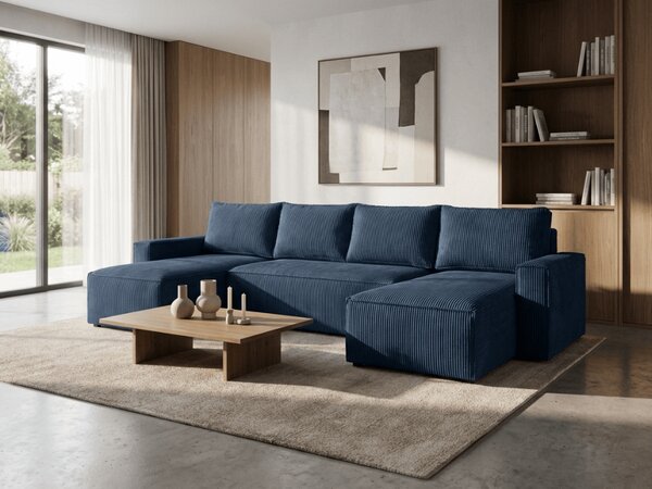 Sedežna garnitura v obliki črke U SMART COSARO 295x140 cm, temno modra