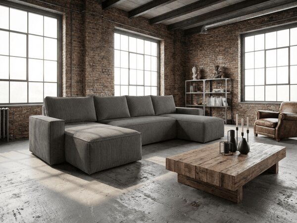 Sedežna garnitura v obliki črke U SMART COSARO 295x140 cm, temno siva