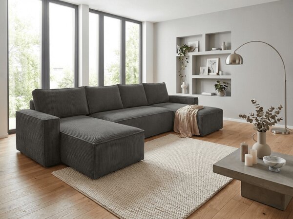 Sedežna garnitura v obliki črke U SMART COSARO 295x140 cm, temno siva