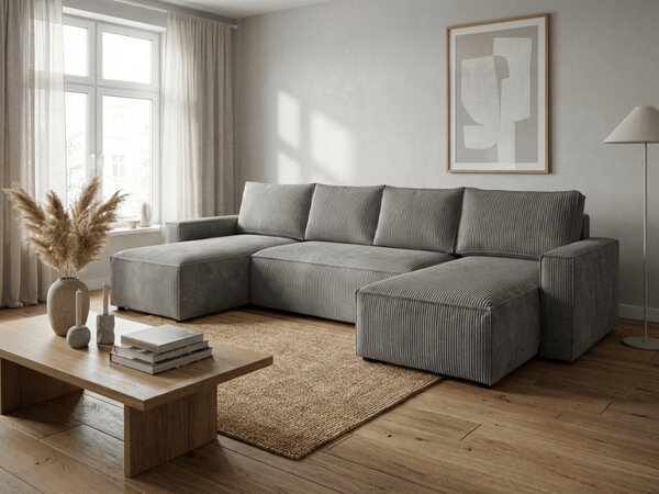 Sedežna garnitura v obliki črke U SMART COSARO 295x140 cm, siva