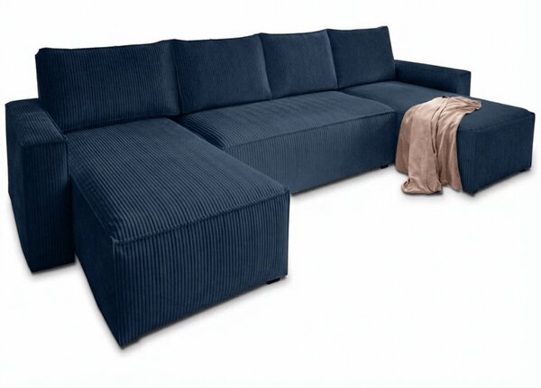 Sedežna garnitura v obliki črke U SMART COSARO 295x140 cm, temno modra