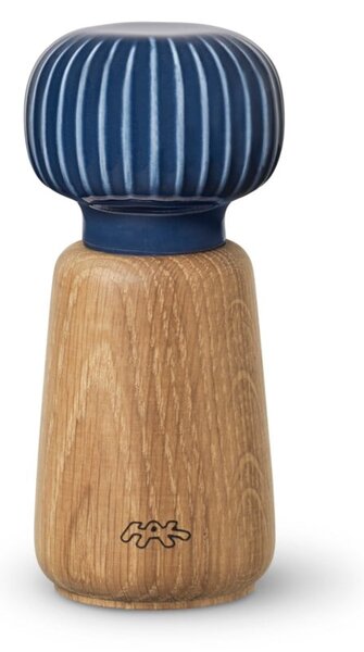 Mlinček za začimbe iz hrastovega lesa s temno modrimi porcelanastmi detajli Kähler Design Hammershoi, višina 13 cm