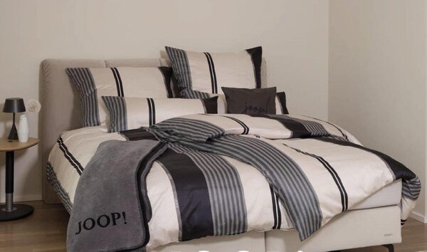 OBOJESTRANSKA POSTELJNINA Herringbone Stripes 140/200 cm mako saten črna