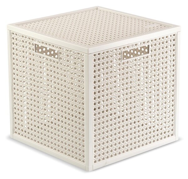 Kremno bela škatla za shranjevanje s pokrovom iz reciklirane plastike 28x28x28 cm Kaya Cube – Curver