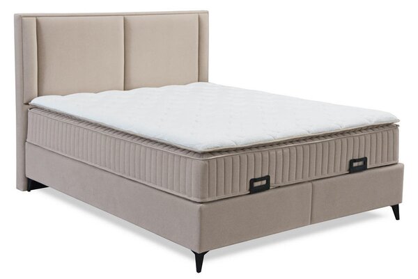 POSTELJA Z VZMETNICO 160 cm x 200 cm , kovina, umetna masa, tekstil, leseni material bež