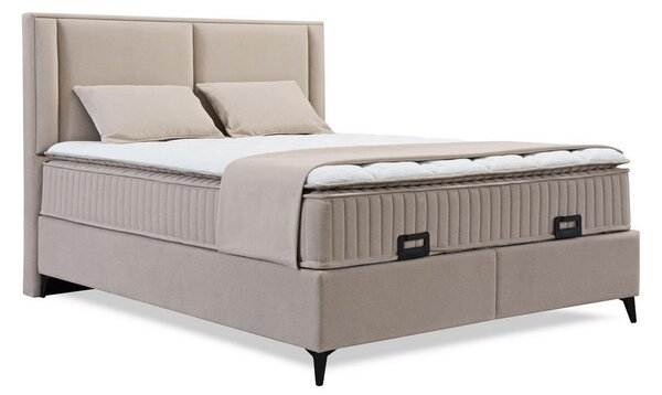 POSTELJA Z VZMETNICO 160 cm x 200 cm , kovina, umetna masa, tekstil, leseni material bež