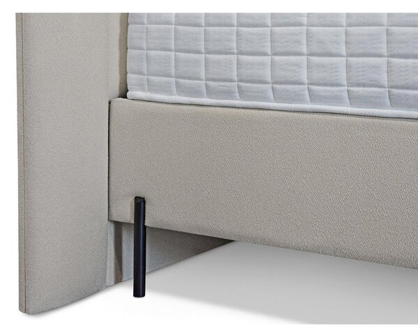 POSTELJA Z VZMETNICO 160 cm x 200 cm , kovina, tekstil, leseni material bež