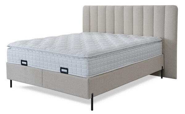 POSTELJA Z VZMETNICO 160 cm x 200 cm , kovina, tekstil, leseni material bež