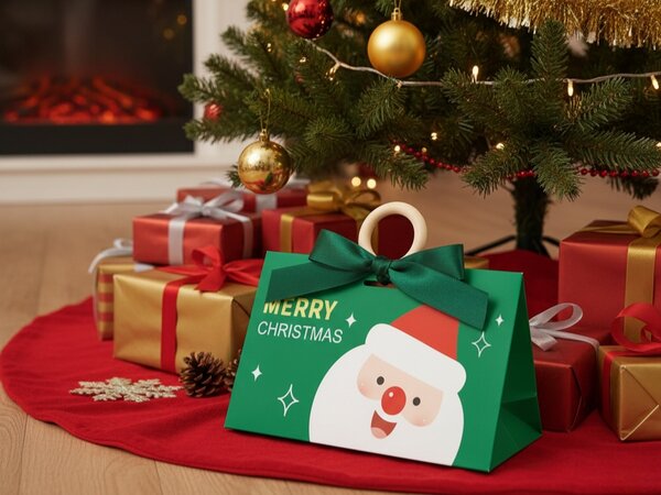 Božična darilna vrečka MERRY CHRISTMAS 17x10x8,5 cm, zelena