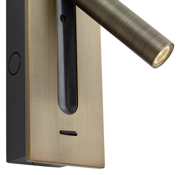 Komplet 2 modernih stenskih svetilk temno bronaste barve z LED - Plaza