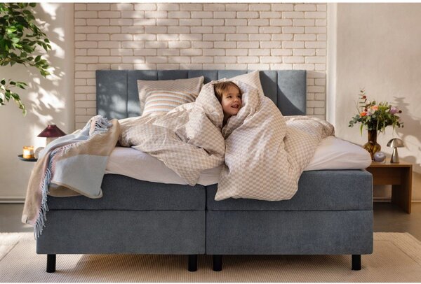 Modra boxspring postelja s prostorom za shranjevanje 160x200 cm Elva Bold Line – Bonami Selection