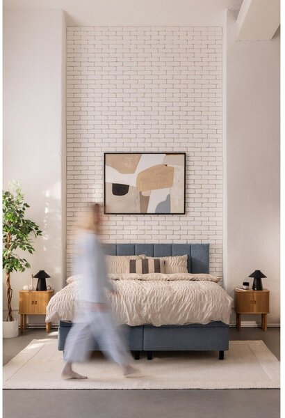 Modra boxspring postelja s prostorom za shranjevanje 160x200 cm Elva Bold Line – Bonami Selection