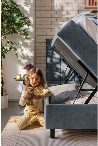 Modra boxspring postelja s prostorom za shranjevanje 160x200 cm Elva Bold Line – Bonami Selection