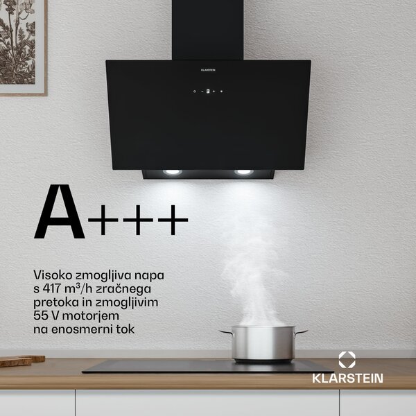 Klarstein Laurel poševna kuhinjska napa | način odsesavanja in recirkulacije zraka | varnostno steklo | 417 m³/h | 60 cm
