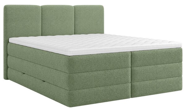 BOXSPRING POSTELJA 160 cm x 200 cm , les, tekstil, leseni material zelena