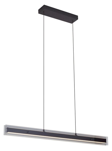 Moderna viseča svetilka črna z dimnim steklom vklj. LED Easylift - Catch