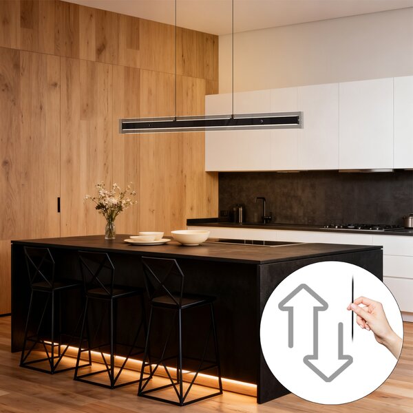 Moderna viseča svetilka črna z dimnim steklom vklj. LED Easylift - Catch
