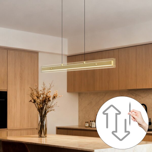 Moderna viseča svetilka medenina s prozornim steklom, vklj. LED Easylift - Catch