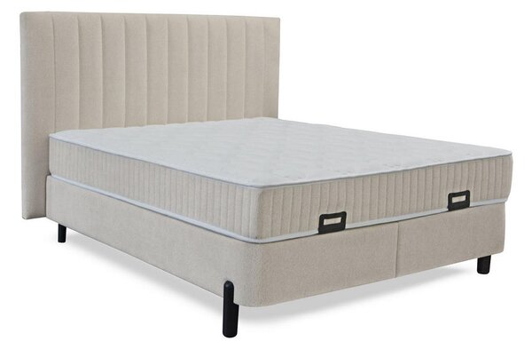 POSTELJA Z VZMETNICO 160 cm x 200 cm , kovina, umetna masa, tekstil, leseni material bež